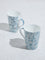 Westside Home Blue Floral Pattern Mugs (Set of 2)