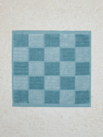 Westside Home Dusty Blue Checkered Design Face Towel (Set of 2)