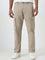 WES Casuals Beige Cargo-Style Relaxed-Fit Mid-Rise Cotton Blend Chinos