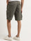 WES Casuals Olive Relaxed-Fit Mid-Rise Cotton Shorts