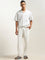 ETA White Striped Design Relaxed-Fit Cotton Shirt