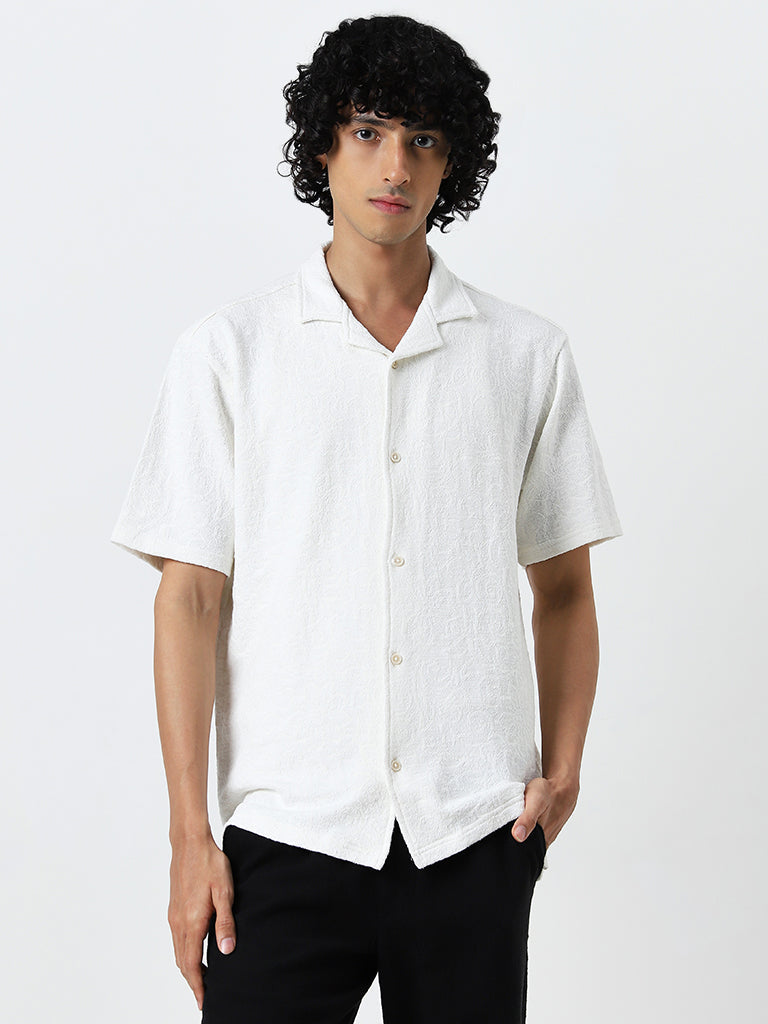 ETA White Textured Relaxed Fit Shirt