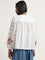 Bombay Paisley White Floral Embroidered Cotton Blouse