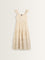 LOV Beige Schiffli Design Tiered Cotton Dress