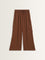 LOV Brown Cargo-Style High-Rise Flared Blended Linen Pants