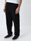 WES Casuals Black Relaxed-Fit Mid-Rise Cotton Blend Chinos