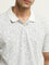 WES Casuals Grey Printed Relaxed-Fit Cotton Polo T-Shirt