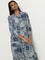 Utsa Indigo Geometric Design Tiered Long Dress