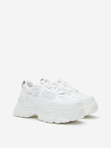 LUNA BLU White Mesh-Detailed Chunky Sneakers