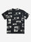 Y&F Kids Black Anime Printed Cotton T-Shirt