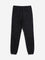 Y&F Kids Black Solid Mid-Rise Cotton Blend Joggers