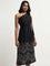 LOV Black Embroidered One-Shoulder Dress