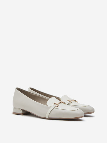 LUNA BLU Ivory Metal-Detailed Loafers