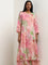 Zuba Pink Floral Design A-Line Kurta