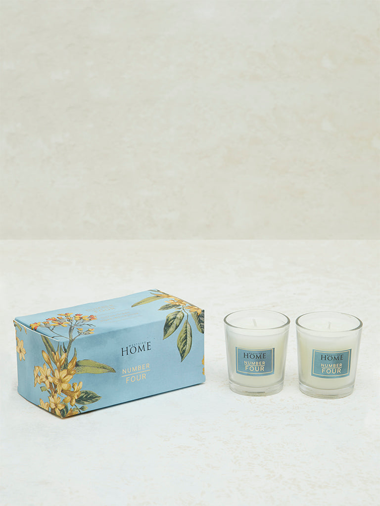 Westside Home Blue Fleur Votive Candles (Set of 2)