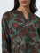 Utsa Green Foliage Printed Straight Cotton Kurta