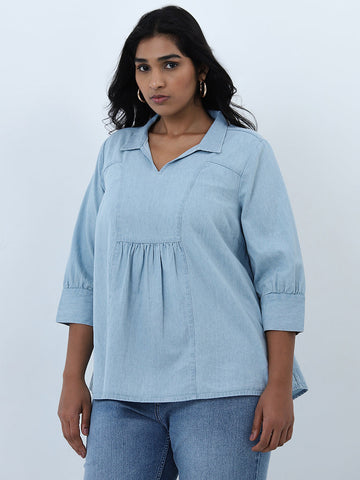 Gia Light Blue Denim Top