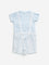 HOP Baby Light Blue Striped Cotton Dungaree & T-Shirt Set