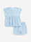 HOP Baby Blue Striped Cotton Top with Mid-Rise Shorts Set