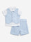 HOP Baby Light Blue Waistcoat, Cotton Shirt, Shorts & Bow