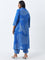 Diza Blue Bandhani Pattern A-Line Collared Cotton Kurta