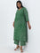 Diza Green Bandhani Printed A-Line Cotton Kurta