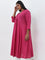 Diza Pink Schiffli Design A-Line Cotton Kurta