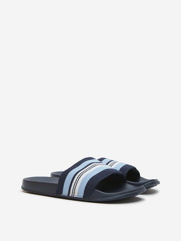 SOLEPLAY Navy Stripe Detailed Slides