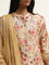 Vark Yellow Floral A-Line Kurta, Palazzos and Dupatta Set