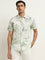 WES Casuals Sage Leaf Printed Slim-Fit Cotton Shirt