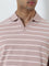 WES Casuals Dusty Pink Striped Relaxed-Fit Polo T-Shirt