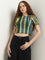 Nuon Lime Stripe Printed Mesh Top