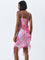 Nuon Pink Floral Printed Ruffled Bodycon Dress