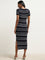 Wardrobe Navy Ribbed-Textured Bodycon Dress