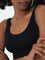 Superstar Black Ribbed Textured Sports Bra