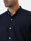 Ascot Navy Solid Relaxed-Fit Cotton Shirt