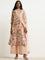 Vark Peach Floral Printed Kurta, Palazzos And Dupatta Set