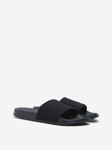 SOLEPLAY Black Knit-Textured Slides