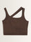 Studiofit Brown Cut-Out Design Cotton Blend Crop Top