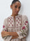 Zuba Beige Floral Printed A-Line Kurta