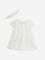 HOP Baby White Tiered Empire-Line Dress with Hairband