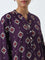 Utsa Purple Jamdani Printed Straight Cotton Kurta