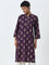 Utsa Purple Jamdani Printed Straight Cotton Kurta