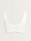 Superstar White Ribbed Textured Padded Plunge Cotton Bra