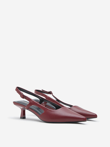 LUNA BLU Burgundy Cut-Out Detailed Slingback Shoes