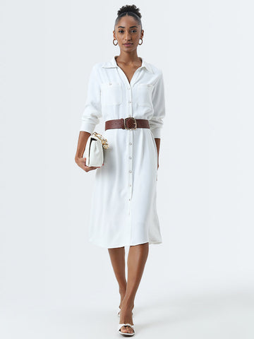 Wardrobe Ivory Shirt Dress with Belt