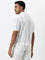 Ascot White Stripe Pattern Relaxed-Fit Cotton Polo T-Shirt