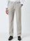 WES Formals Beige Mid-Rise Slim-Fit Trousers