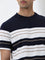 WES Lounge Navy Striped Slim-Fit T-Shirt