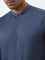 WES Formals Dark Blue Ultra-Slim Fit Cotton Blend Shirt